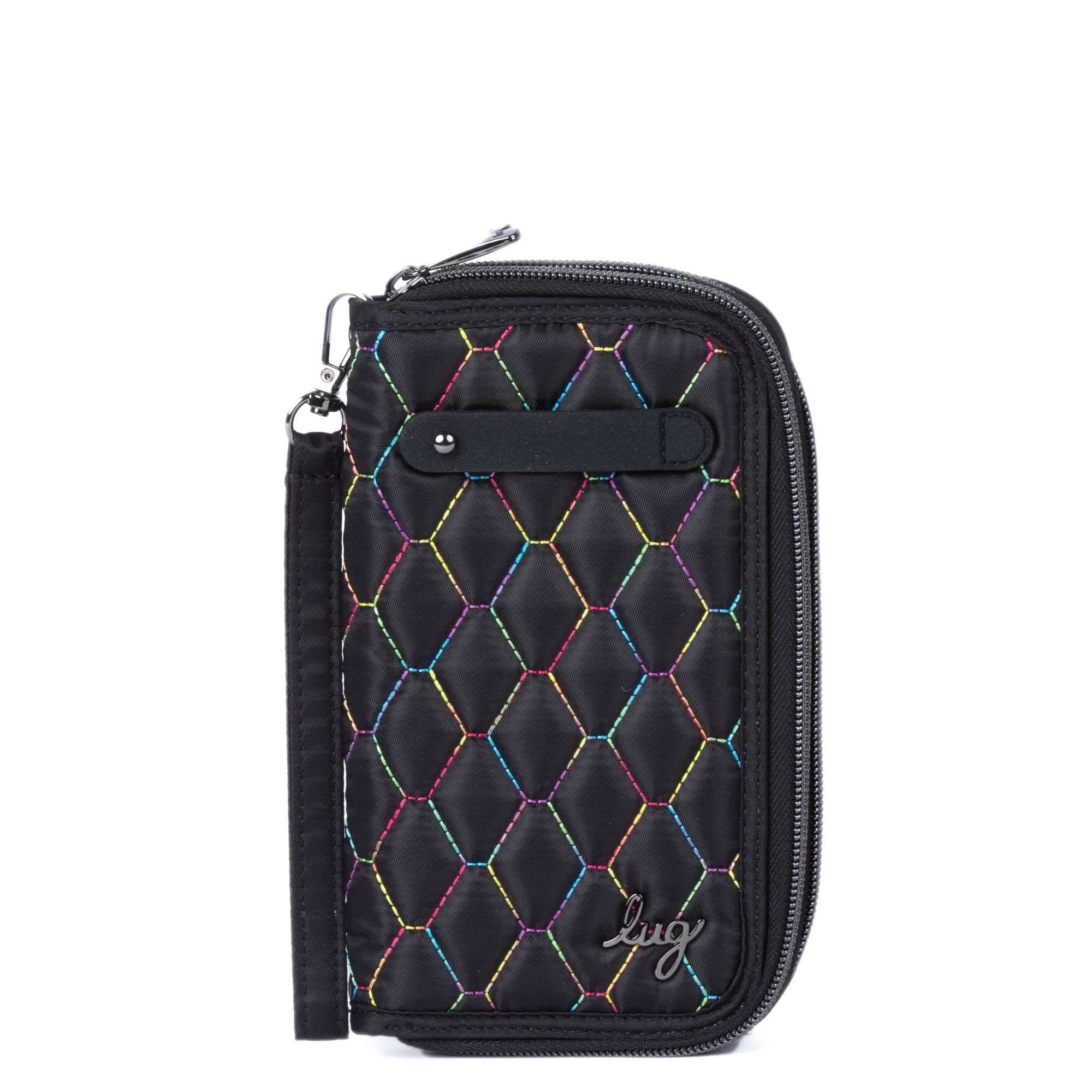 Tram Zip RFID Wallet - BLACK RAINBOW STITCH - Tram_Zip_BlackWRainbow_01